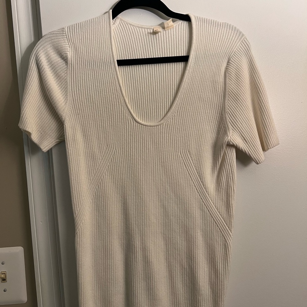 NWT Anthropologie Cream Ribbed Knit Top